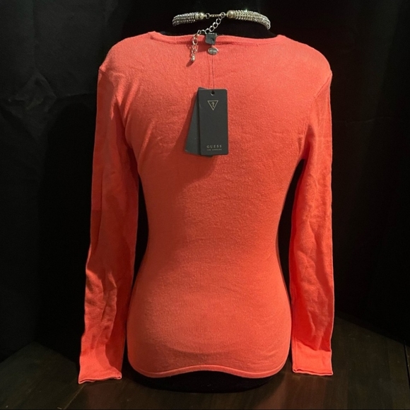 NWT GUESS cut out Rayon Viscose Sexy Knit Sweater top - Picture 2 of 7